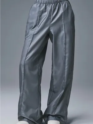 Alo Yoga Afterglow Wide-Leg Track Pants Size Medium in Steel Gray NWT thumbnail 2
