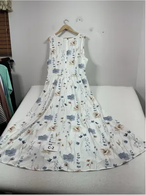 Womans Excellent Sleeveless Floral Maxi Dress XXL Multicolor Back Zip thumbnail 2