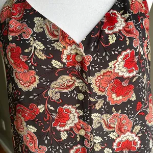 Floral Paisley Print Cami Top Button Down Sleeveless Peplum Tank Blouse Large thumbnail 2