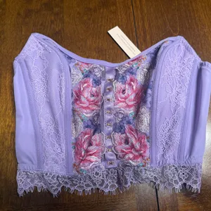 NWT Victoria's Secret DREAM ANGELS Floral Embroidery Purple Strapless Corset Top thumbnail 4