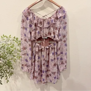En Saison Annabel Purple Floral Open Back Mini Dress Size L NWT thumbnail 8