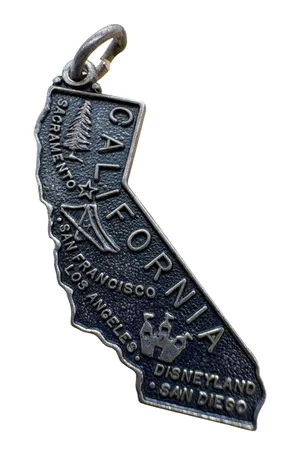 Vintage Sterling Silver California State Map Charm Disneyland Souvenir 2.3g thumbnail 1