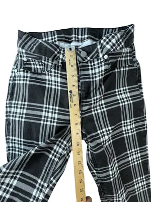 Black & White Plaid Straight Leg Pants - Women's thumbnail 5