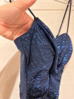 Windsor women’s dress Navy Sequin Spaghetti Strap Evening Gown size XS thumbnail 3