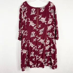 Ellos Plus Size‎ 22 Dress Shift Maroon Floral Shift Mini Lined Back Zip 1514 thumbnail 2