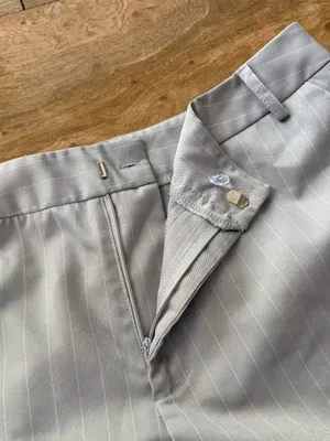 Women's Light Gray Pinstripe Wide-Leg Dress Pants thumbnail 2
