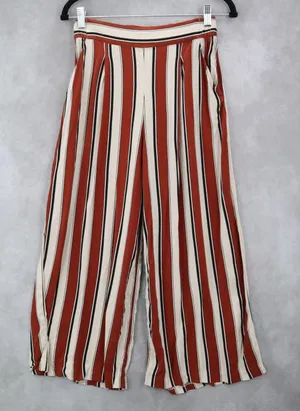 H&M Blown Striped Palazzo Wide Leg Boho Harem Trouser‎ Pull On Pants Small 6 thumbnail 1