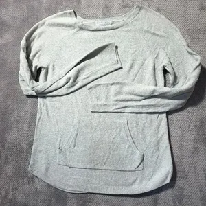 Barefoot Dreams CozyChic Ultra Lite Sweater XS Gray Long Sleeve Kangaroo Pocket thumbnail 7