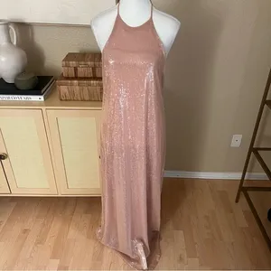 ZARA NWOT Sequin Long Open Back‎ Halter Dress Size Medium thumbnail 4