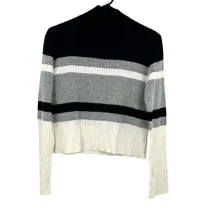 Theory Size Small Pullover Crop Sweater Turtleneck Silk Alpaca Blend Black Gray‎ thumbnail 2
