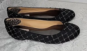 Badgley Mischka Sheila ballet black jeweled slip on flats sz 8 thumbnail 1