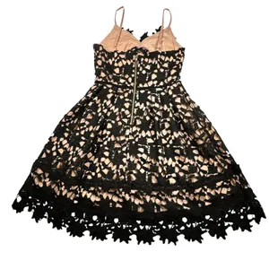 Blush Noir Black Lace Fit Flare Mini Dress Womens Small LBD Whimsigoth Coquette‎ thumbnail 3