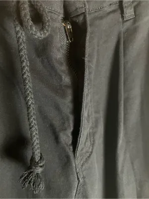 AMERICAN BAZI Black Drawstring High Waist Cargo Jogger Pants Size M thumbnail 4