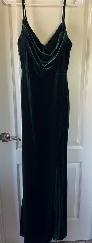 Windsor Emerald Green Velvet Cowl Neck Slip Dress / H18 thumbnail 1