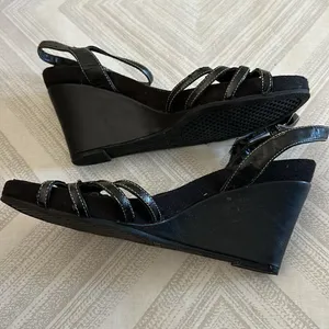 A2 Women’s Black Strappy Wedge Sandals - Size 10 thumbnail 3