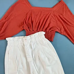 Free People Margate Pleated Paperbag Waist Zinc‎ White Trouser Pants thumbnail 5