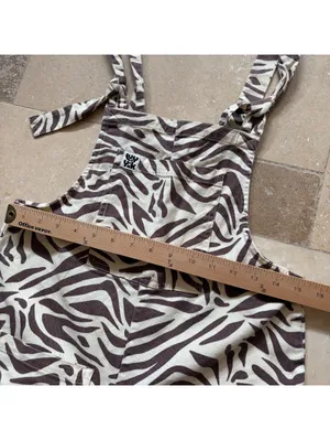 Lucy & Yak Dungarees Overalls Zebra Print Cream Brown Organic Cotton US Size 2R thumbnail 7