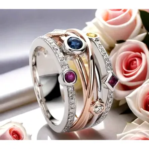 Exquisite Silver Plated Lady Cross Two Tone Wide Ring Size 8 thumbnail 4