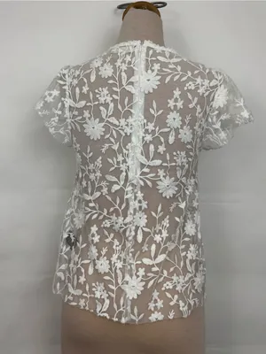 Altar’d State White Floral Embroidered Sheer Top medium thumbnail 2