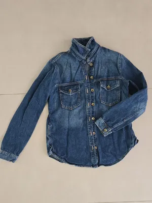 Zara Indigo Denim Button Down Shacket Size S thumbnail 2