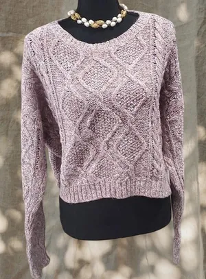 LA Hearts Cable Knit Sweater Mauve thumbnail 1