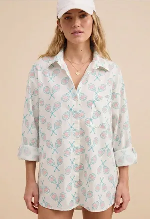 AERIE Tennis Racket Pajama Shirt thumbnail 1