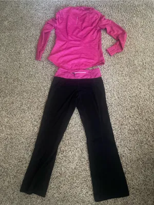 Tangerine Hot Pink Zip Jacket with Black Boot-Cut Pants thumbnail 2