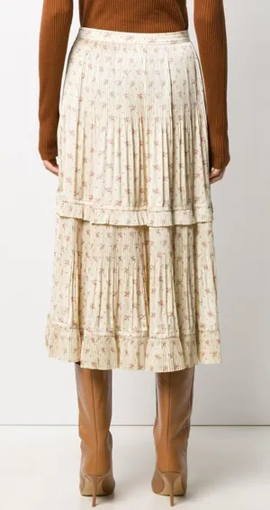 Polo Ralph Lauren Pleated Ruffle Floral Maxi Skirt Cottagecore Old Money Prairie thumbnail 1