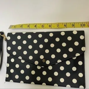 Black White Poka Dot Envelope Clutch Wristlet thumbnail 8
