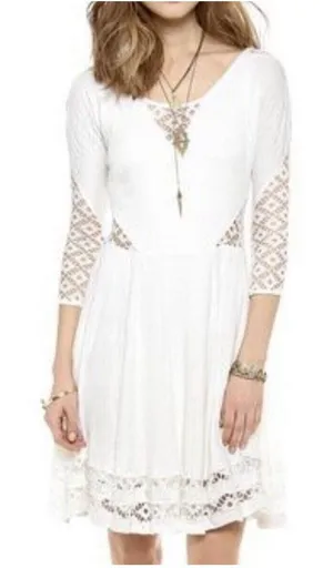 Free People To the Point Dress M White Lace Mini thumbnail 1