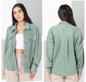 New In Women’s Cable Knit Shacket Green thumbnail 2