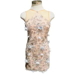 Dress the Population Lena Pink Floral Lace Embellished Illusion Dress Size XS thumbnail 2