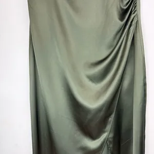 NWT Zara Green Satin Effect Midi Wrap Dress Sz Large Beaded Straps thumbnail 9