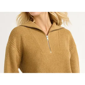 Free Assembly Womens Sweater Size M Brown Antelope Half Zip Mock Neck Knit thumbnail 3