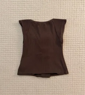 OPINI Brown Button Scoop Neck Top thumbnail 2