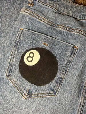 Zara Hand-Painted 8 Ball Flare Jeans Size 12 thumbnail 3
