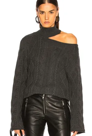RtA Zane asymmetrical cable knit sweater size small thumbnail 1