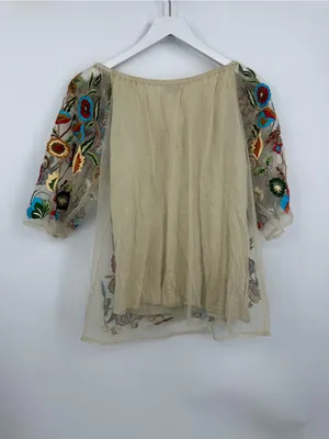 Scully Floral Boho Embroidered Blouse Size Large Whimsical Fairycore thumbnail 3