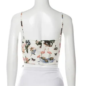 Reformation Medium Linen Crop Double Tie Tank Top Animal Print Janeiro Safari thumbnail 6