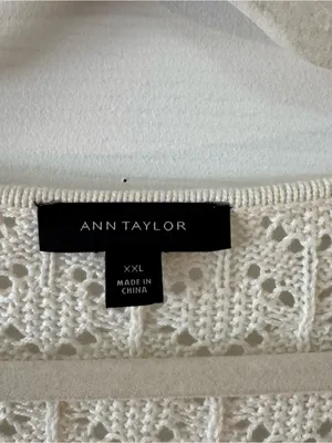 Ann Taylor Pointelle Crochet Square Neck Sweater Top XXL thumbnail 5