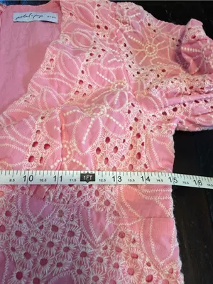 Petal & Pup Pink Eyelet Lace V-Neck Maxi Dress thumbnail 7