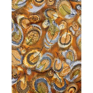 Vintage Y2K Brown Orange Feather Abstract Knee-Length Skirt thumbnail 8