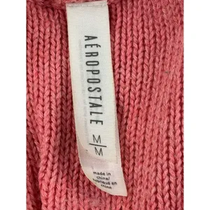 Aeropostale‎ Women's V-Neck Knit Sweater Coral Pink Cable Stitch Medium thumbnail 7