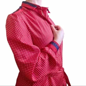 Vintage Abe Schrader Sport Red White Polka-Dot Belted Midi Shirt Dress thumbnail 8