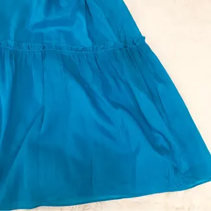 ANTONIO MELANI Puff Sleeve Midi Dress Small Turquoise‎ Blue Tiered Silk Cotton thumbnail 8