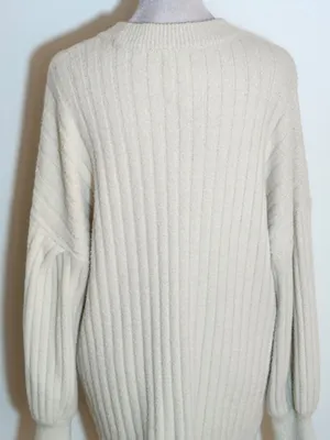 Aerie Cream Ribbed Fuzzy Sweater Size Medium thumbnail 4
