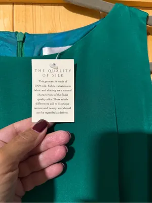 NWT- Hugo Buscati Collection 100% Silk Teal Sheath Dress - Size 10 thumbnail 4