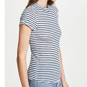 Free People We The Free Women's Size XS Night Sky‎ Top Blue Striped Short Sleeve thumbnail 3