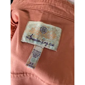 American Rag Salmon Orange Cropped Trench Jacket Double Breasted 3/4 Sleeve XS thumbnail 5