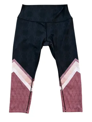 Alo Yoga Womens High Waist Chevron Paisley Colorblock Leggings Blue Mauve L thumbnail 1